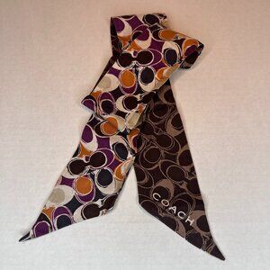 Authentic Coach Bag / Hair Silk Scarf - Brown,Purple, Orange